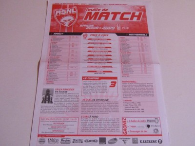 Program meci fotbal AS NANCY - MOTHERWELL (UEFA CUP 18.09.2008) foto