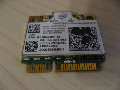 Placa wireless laptop Lenovo T430, Intel Advanced-N 6205, 60Y3253, 631954-001 foto