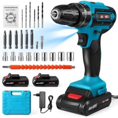 Masina de gaurit si insurubat fara fir, 28V, cu 2 acumulatori, 32Nm, 0-1350rpm, set complet de accesorii