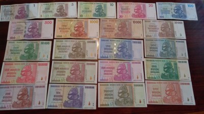 Rar! Set Zimbabwe 1 - 50 miliarde dollars 21 bancnote (inclusiv 10000) foto