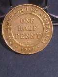 Half Penny 1927 Australia, stare VF+ / EF- (poze), Australia si Oceania