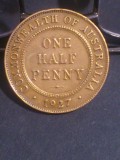 Half Penny 1927 Australia, stare VF+ / EF- (poze). Discount conform descriere [10 - 20 %. Vezi descrierea.]., Australia si Oceania