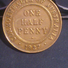 Half Penny 1927 Australia, stare VF+ / EF- (poze)