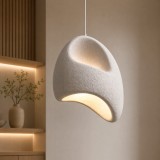 Lustra suspendata VANTA alba, 32 cm, E27, metal si spuma, &icirc;naltime reglabila