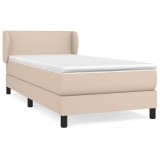 Cumpara ieftin Pat box spring cu saltea, cappuccino, 90x200 cm piele ecologica