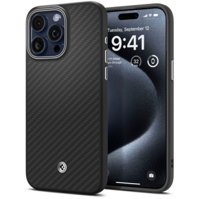 Husa pentru iPhone 15 Pro - Spigen Enzo Aramid MagSafe - Matte Black foto