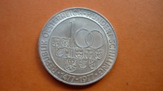100 SCHILLING 1977 ARGINT foto