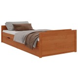 Cumpara ieftin Cadru de pat cu sertare, maro miere, 90x200 cm lemn masiv pin