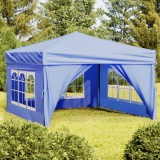 Gossi cort pliabil pentru petrecere, pereti laterali, albastru, 3x3 m