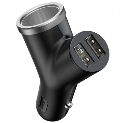 Incarcator Auto Baseus Y Type, 40W, 3.4A, 1 x Extensie Bricheta - 2 x USB-A, Negru CCALL-YX01 foto