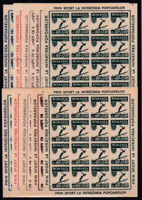 ROMANIA 1946 LP 199 a ORGANIZATIA SPORTULUI POPULAR IN COLI MICI DE 16 MNH foto