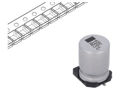 Condensator electrolitic SMD 100uF 63V 10x10x14mm foto