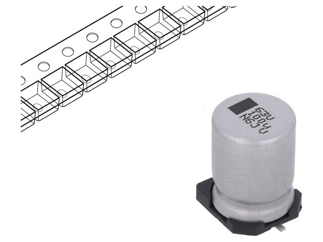Condensator electrolitic SMD 100uF 63V 10x10x14mm