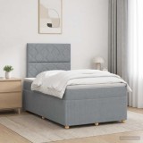 Cumpara ieftin Pat boxspring cu saltea Gri deschis 120 x 200 cm Tesatura