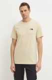 The North Face tricou M S/S Simple Dome Tee barbati, culoarea bej, cu imprimeu, NF0A87NG3X41