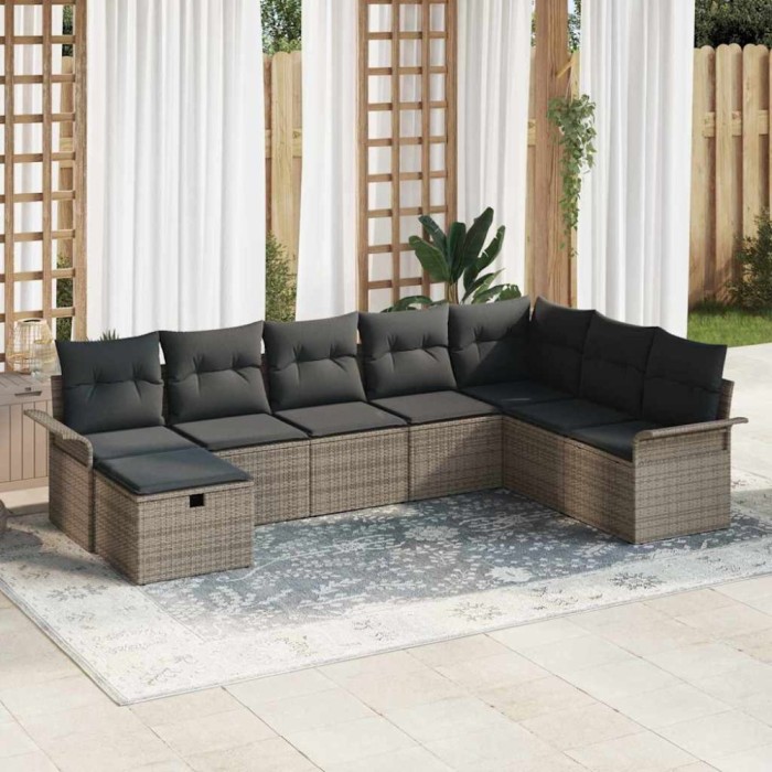 vidaXL Set de canapele pentru grădină 8 pcs Gri 297.5 x 187.5 x 85 cm 3358928