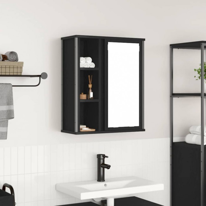 vidaXL Dulap de baie cu oglindă stejar negru 50x21x60 cm 861902