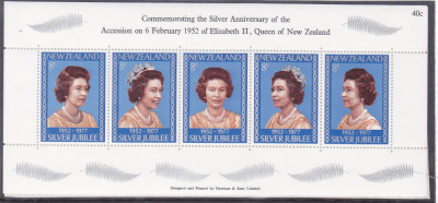 NEW ZEALAND 1977 REGINA ELISABETA BLOC DE 5 TIMBRE,MNH foto