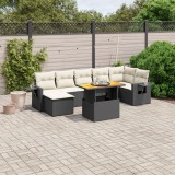Gossi set mobilier de gradina cu perne, 8 piese, negru, poliratan