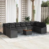 Set de canapele pentru grădină 11 pcs Negru Rattan poli