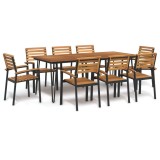 vidaXL Set mobilier de grădină, 9 piese, lemn masiv de acacia și metal 3155421