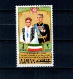 Ajman 1971 - Shah Reza and Farah Diba of Persia, dantelata neuzata