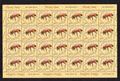 Romania 2010 Albine melifere 4 coli mari a cate 28 timbre Serie MNH LP 1854 foto