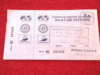 Bilet meci fotbal ROMANIA - IRLANDA 29.04.1997 (meci tineret) foto