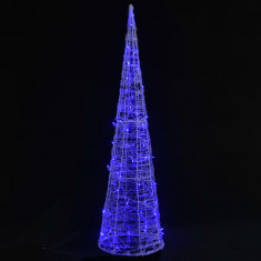 Piramidă decorativă con de lumini cu LED albastru 120 cm acril