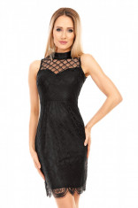 N756-1 Rochie scurta eleganta cu plasa in jurul decolteului foto