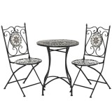 Outsunny Set grădină pentru 2 persoane Set mobilier balcon Masă mozaic+scaune pliabile Metal Placă ceramică Multicolor | Aosom Romania