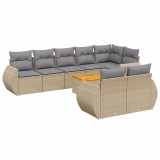 Cumpara ieftin Set canapele de gradina, 9 piese, cu perne, bej, poliratan
