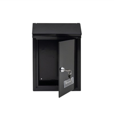 Cutie postala metalica, dimensiuni 21.7x7x30cm, cu deschidere frontala si cheie, montare pe perete, negru foto