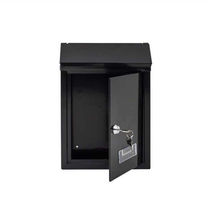 Cutie postala metalica, dimensiuni 21.7x7x30cm, cu deschidere frontala si cheie, montare pe perete, negru