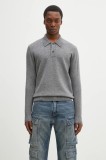Norse Projects pulover de l&acirc;nă Norse Standard Merino Lambswool Polo bărbați, culoarea gri, N45.0621.1500