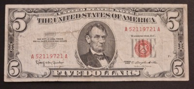 America 5 Dolari 1963 seria A52119721A foto