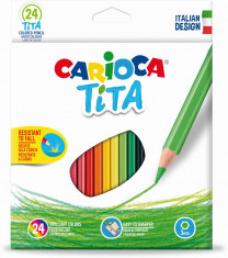 Creioane Colorate Carioca Tita, Hexagonale, Flexibile, 24 Culori/cutie foto