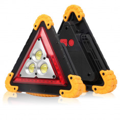 Lanterna de avertizare tip triunghi reflectorizant cu 3 LED-uri COB foto