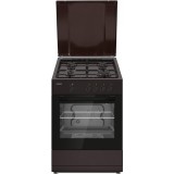 Aragaz Heinner HFSC-SME66IBRW, gaz, 4 arzatoare, Capac metalic, Aprindere electrica, Dispozitiv de siguranta plita si cuptor, Usa cuptor cu geam dublu