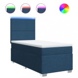 Cumpara ieftin Pat box spring cu saltea, albastru, 80x200 cm, textil