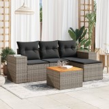 vidaXL Set canapea de grădină cu perne, 5 piese, gri, poliratan 3257747