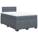 Cumpara ieftin Pat box spring cu saltea, gri inchis, 120x200 cm, catifea