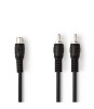 Cablu Subwoofer Nedis 2x RCA tata - RCA mama 0.2m negru