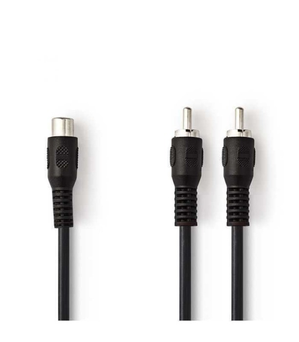 Cablu Subwoofer Nedis 2x RCA tata - RCA mama 0.2m negru