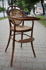 Scaun Thonet Viena Austria - pentru copil - Rattan cu lemn / cca. 1900 foto