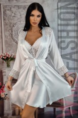 R872-2 Set 2 piese desu cu halat din material satinat