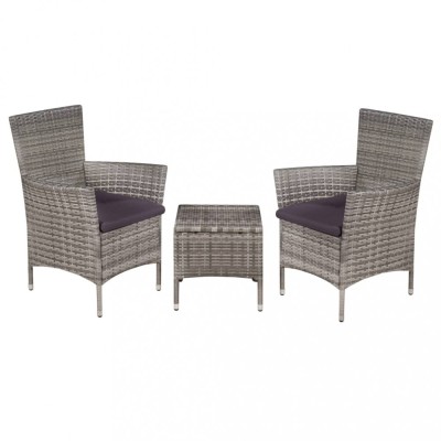 Gossi set mobilier bistro, 3 piese, gri, poliratan foto