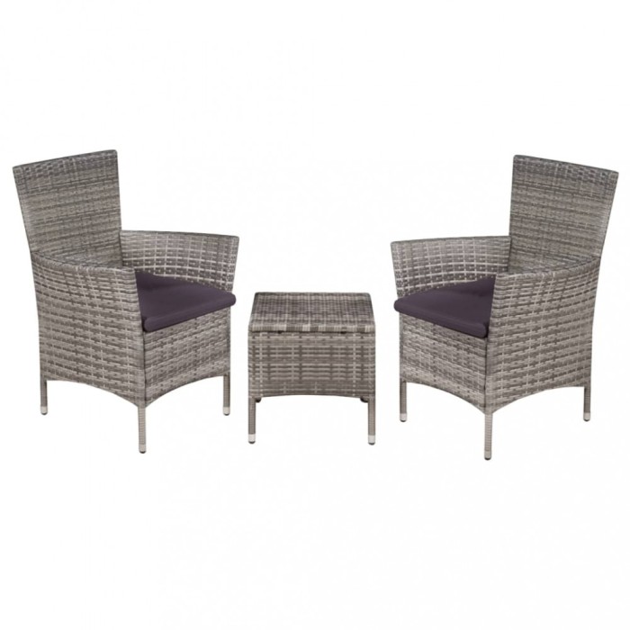 Gossi set mobilier bistro, 3 piese, gri, poliratan