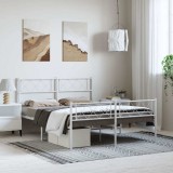 VidaXL Cadru de pat metalic cu tăblie, alb, 135x190 cm 372343
