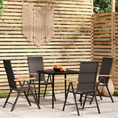 vidaXL Set de servit masa pentru grădină, 5 piese, negru foto
